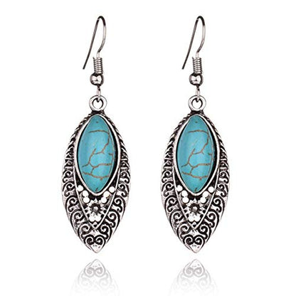 Rockyu ピアス レディース ターコイズ 雫型 シルバー925 フック 揺れるタイプ