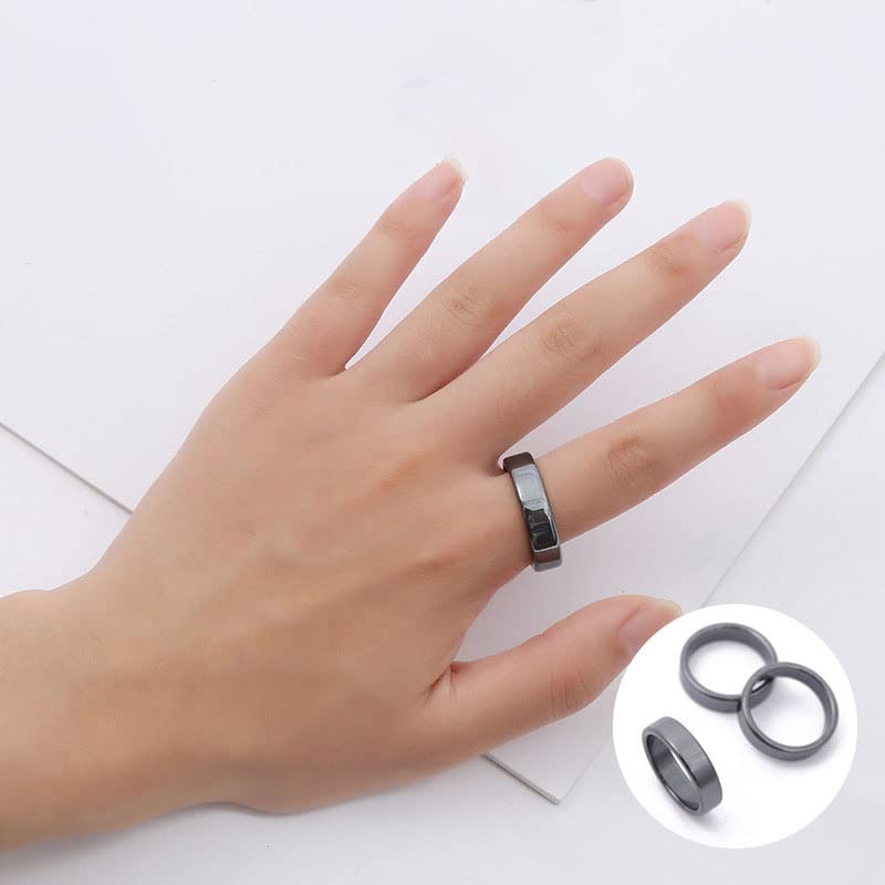 Rockyu テラヘルツ ブラックリング メンズ レディース兼用 指輪 3種セット