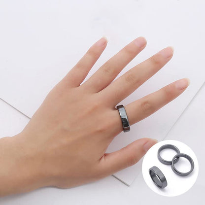 Rockyu テラヘルツ ブラックリング メンズ レディース兼用 指輪 3種セット