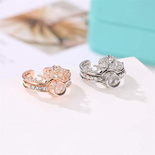 Rockyu リング レディース 王冠デザイン ピンクゴールド プロジェクションリング フリーサイズ 人気 ギフト