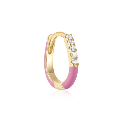 ピアス レディース カラーフープ シルバー925 ジルコニア エナメル仕上げ 小ぶり フープピアス ゴールド