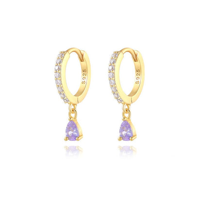 Rockyu ピアス レディース フープ 揺れる 雫型 ジルコニア シルバー925 金属アレルギー対応