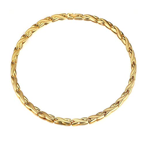 Rockyu 磁気ネックレス メンズ 肩こり対策 ステンレス製 ブラック＆ゴールド