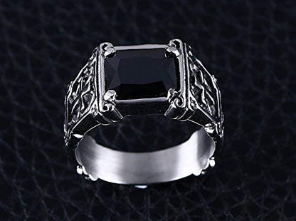 Rockyu クロスモチーフ メンズリング ロック風ステンレス製 指輪 アンティーク調