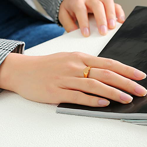 Rockyu 指輪 レディース メンズ ゴールド ハートリング ステンレス 印台デザイン おしゃれ 18金コーティング