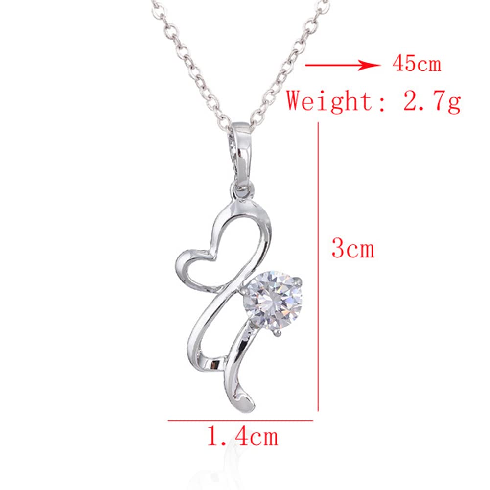 Rockyu ネックレス レディース ハート ジルコニア シルバー＆ゴールド 18K仕上げ