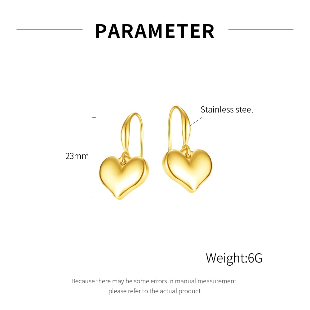 Rockyu ピアス レディース チタン ハート 鏡面 シルバー 光面 金属アレルギー対応