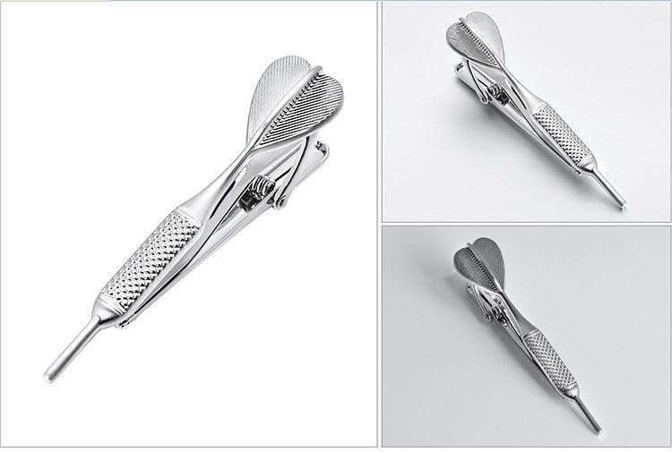 Rockyu 飛鏢型タイピン メンズ シルバー 黄銅製 ビジネスアクセサリー