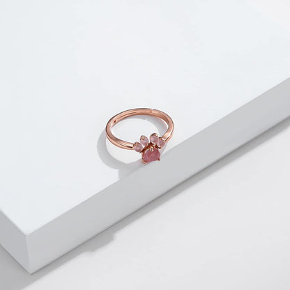 Rockyu 足跡リング シルバー925製 猫爪モチーフ フリーサイズ レディース