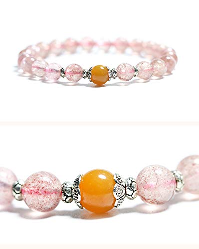 Rockyu ブレスレット レディース ピンククリスタル 天然石 ビーズ 数珠ブレス おしゃれアクセサリー