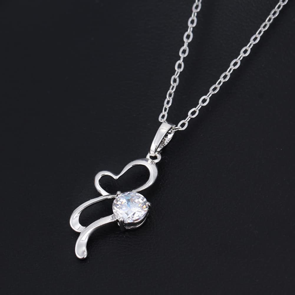 Rockyu ネックレス レディース ハート ジルコニア シルバー＆ゴールド 18K仕上げ