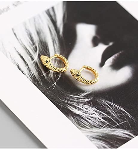 Rockyu ピアス レディース フープ 蛇モチーフ シルバー925 ゴールド/プラチナ仕上げ ジルコニア 両耳用