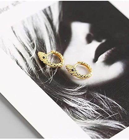 Rockyu ピアス レディース フープ 蛇モチーフ シルバー925 ゴールド/プラチナ仕上げ ジルコニア 両耳用