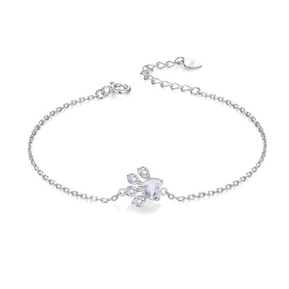 Rockyu シルバー925 天然クリスタル パウモチーフブレスレット レディース