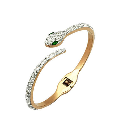 Rockyu 蛇形ブレスレット レディース 18K仕上げ ジルコニア 純チタン製