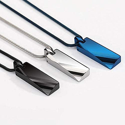 Rockyu ネックレス メンズ タングステンプレート シンプルミラーペンダント