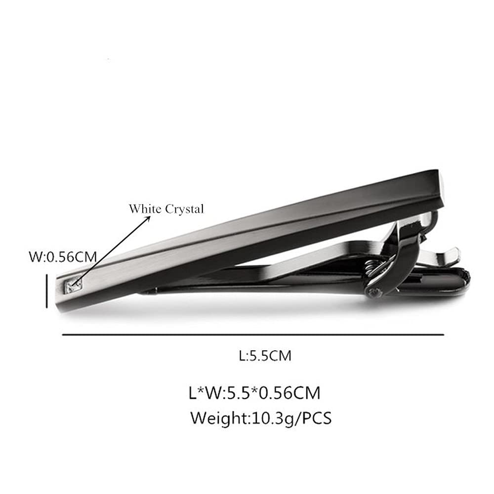 Rockyu メンズカフスとタイピンセット ジルコニア入りブラックサテーナ仕上げ