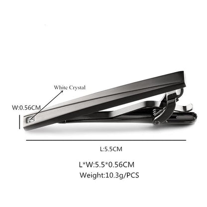 Rockyu メンズカフスとタイピンセット ジルコニア入りブラックサテーナ仕上げ