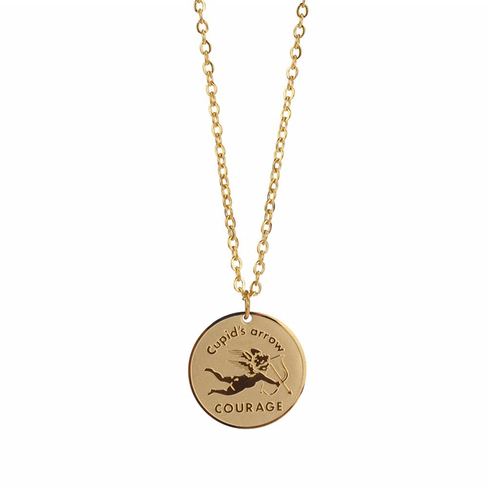 Rockyu キューピッドコインネックレス シルバー＆ゴールド｜金属アレルギー対応・62cmチェーン
