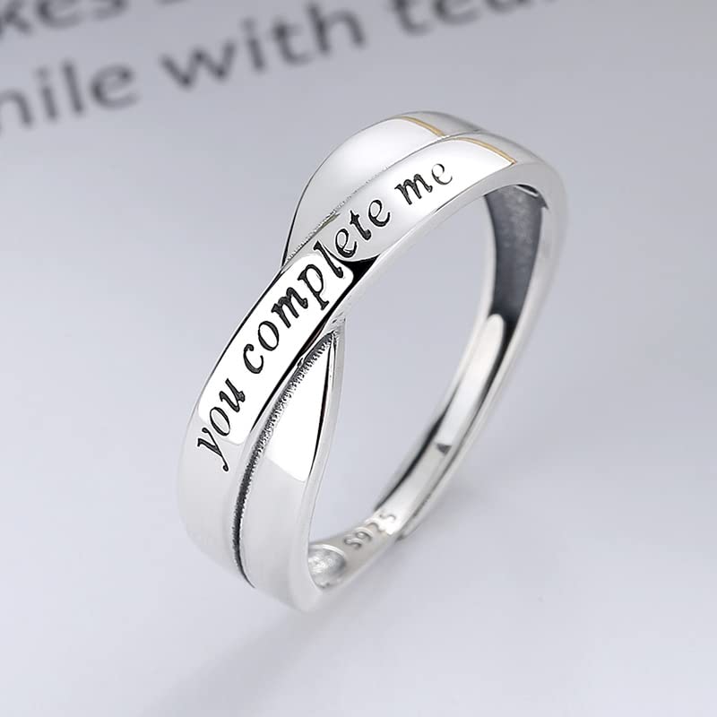 Rockyu 英語メッセージ入りリング S925シルバー レディース フリーサイズ クロスデザイン