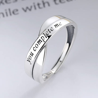 Rockyu 英語メッセージ入りリング S925シルバー レディース フリーサイズ クロスデザイン