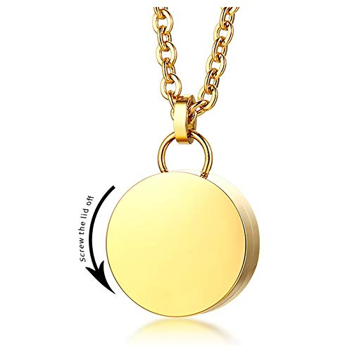 Rockyu サークル型メモリアルネックレス メンズ ステンレス製 遺骨カプセル ロング60cmチェーン