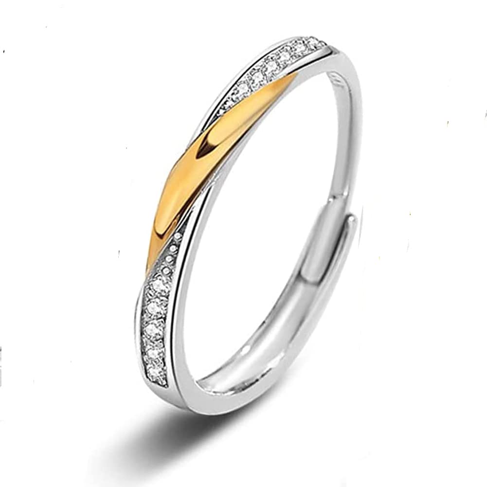 Rockyu ペアリング シルバー925｜メビウス風ツイストデザイン フリーサイズ指輪