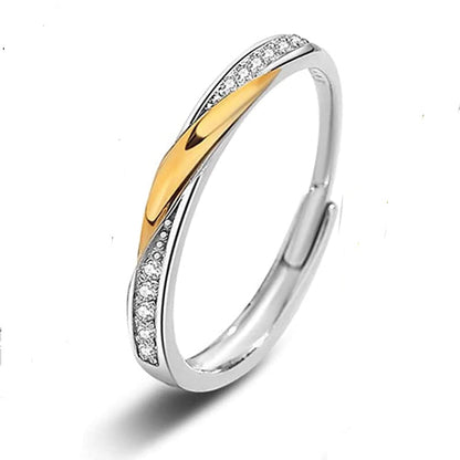 Rockyu ペアリング シルバー925｜メビウス風ツイストデザイン フリーサイズ指輪