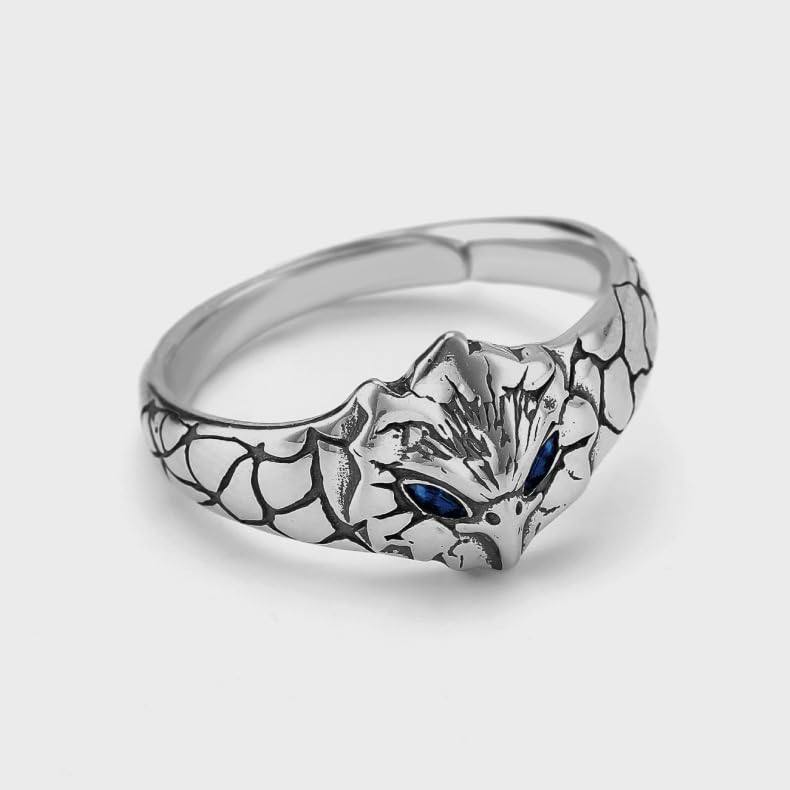 Rockyu イーグルリング メンズ フリーサイズ 藍宝石風 鷹モチーフ おしゃれ 指輪