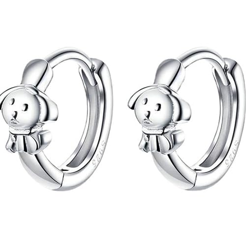 Rockyu ピアス レディース 小さめ ブランド シルバー925 可愛い ワンちゃん 犬ピアス 動物モチーフ ドッグ リングピアス 金属アレルギー対応 イヌ 両耳用 フープピアス おしゃれ バレンタインデー プレゼント アクセサリー