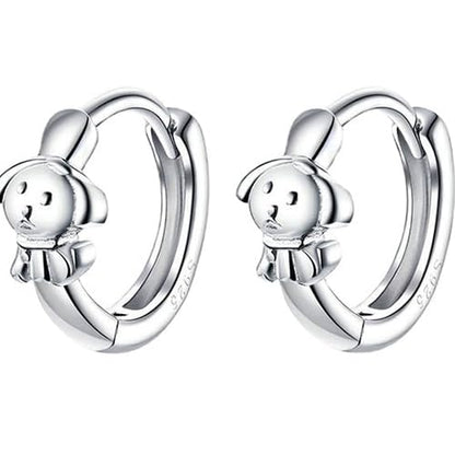 Rockyu ピアス レディース 小さめ ブランド シルバー925 可愛い ワンちゃん 犬ピアス 動物モチーフ ドッグ リングピアス 金属アレルギー対応 イヌ 両耳用 フープピアス おしゃれ バレンタインデー プレゼント アクセサリー