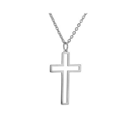 Rockyu 十字架ネックレス ステンレス製 18金仕上げ メンズ レディース兼用 アレルギー対応