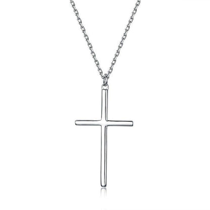 Rockyu レディース 十字架 シルバー ネックレス ステンレス シンプル