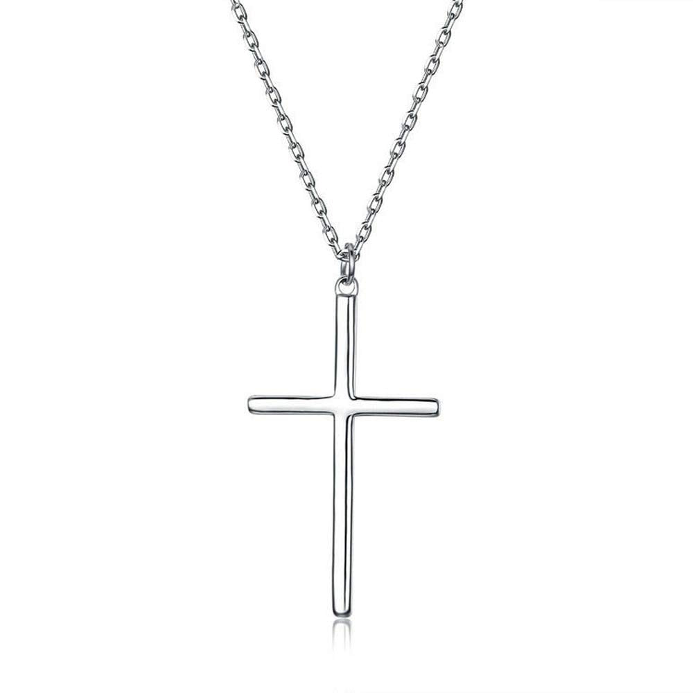 Rockyu レディース 十字架 シルバー ネックレス ステンレス シンプル