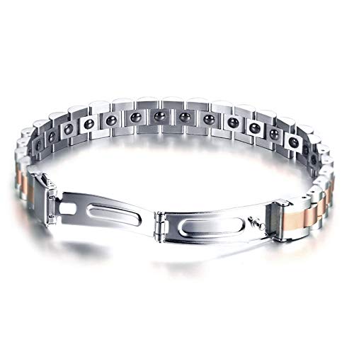 Rockyu 磁気ブレスレット メンズ｜ゲルマニウム＆チタン ステンレス製 健康サポートアクセ