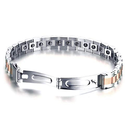 Rockyu 磁気ブレスレット メンズ｜ゲルマニウム＆チタン ステンレス製 健康サポートアクセ