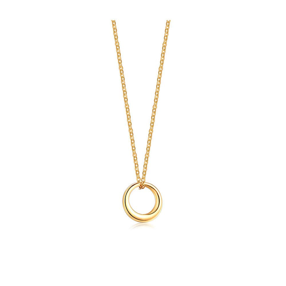 Rockyu レディースネックレス ゴールド リングペンダント 18金仕上げ チタン製