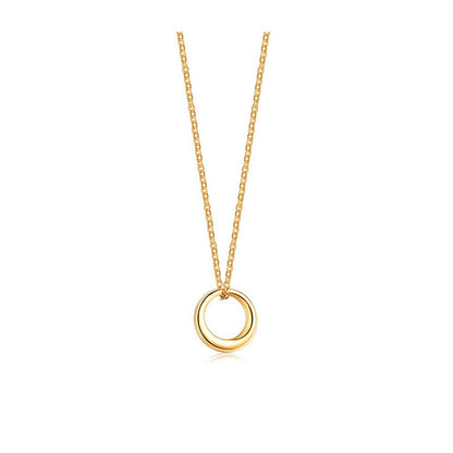 Rockyu レディースネックレス ゴールド リングペンダント 18金仕上げ チタン製