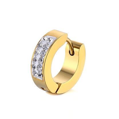 Rockyu メンズ3色リングピアス 多粒ジルコニア チタン製 アレルギー対応 輝きを放つ耳元アクセサリー