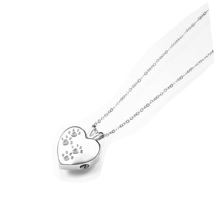 Rockyu ネックレス レディース ハートペンダント ステンレス シルバー ブルー 足跡 メモリアル 遺骨ペンダント