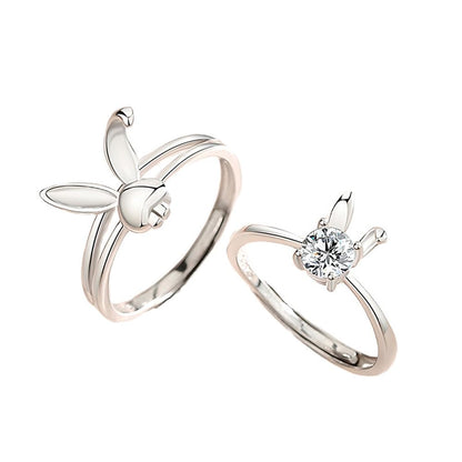 Rockyu ウサギペアリング シルバー925 フリーサイズ メンズ レディース 兎耳デザイン