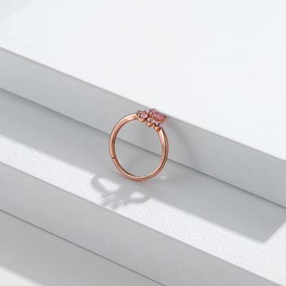 Rockyu 肉球リング レディース シルバー925 天然石 ピンクゴールド フリーサイズ 指輪