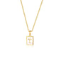 Rockyu ネックレス レディース ゴールド ホワイト イニシャルスクエアペンダント あずきチェーン ステンレス製 ギフトや記念日に
