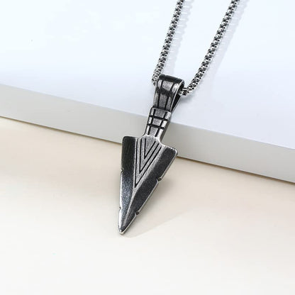 Rockyu ネックレス メンズ ステンレス 矢じり 三角モチーフ 金属アレルギー対応