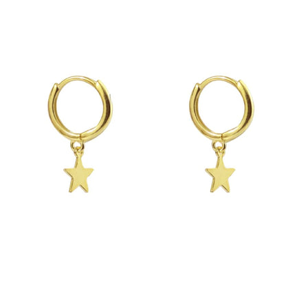 Rockyu 星モチーフ フープピアス レディース メンズ兼用 925純銀 ゆれるスターリング