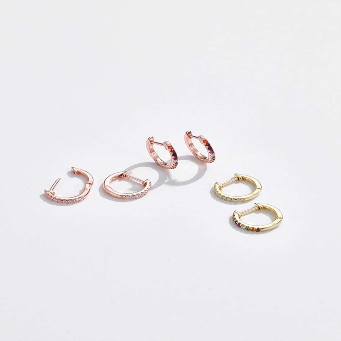 Rockyu ピアス レディース フープ シルバー925 多粒ジルコニア 金属アレルギー対応