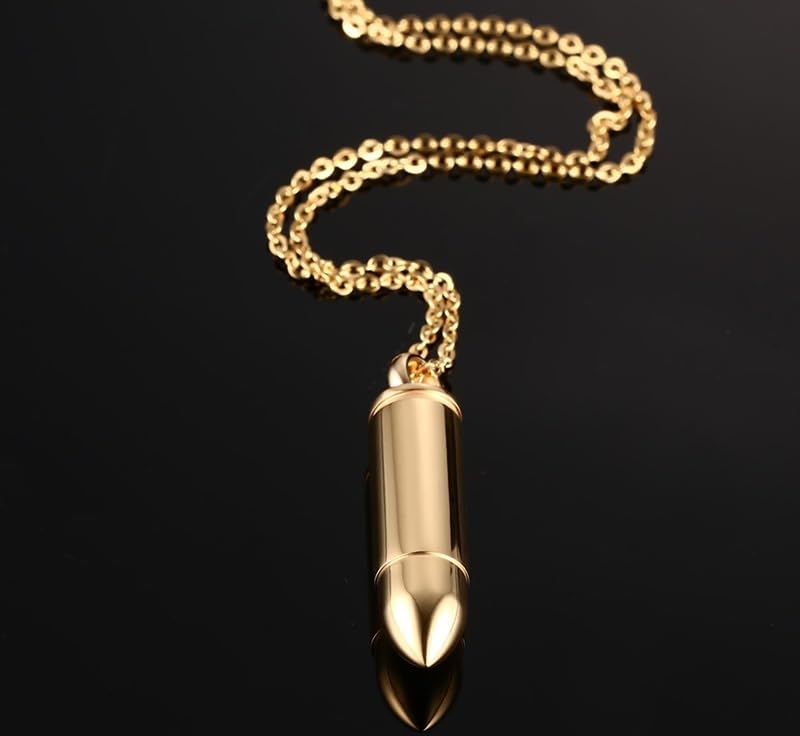 Rockyu 弾丸ネックレス メンズ ステンレス製 銃弾ペンダント 70cmチェーン 男女兼用 クールデザイン