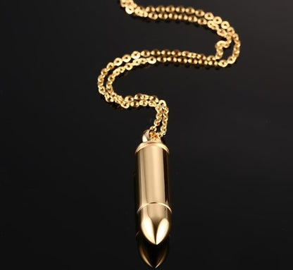 Rockyu 弾丸ネックレス メンズ ステンレス製 銃弾ペンダント 70cmチェーン 男女兼用 クールデザイン