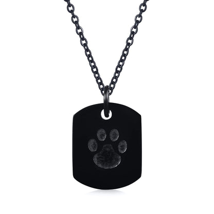 Rockyu ネックレス メンズ シルバー チェーン 手元供養 肉球ペンダント チタン素材 誕生日やパーティー ギフトにも