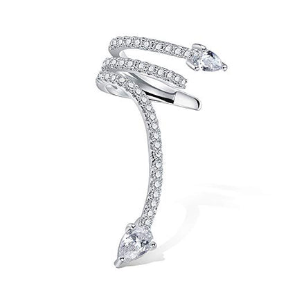 Rockyu 蛇モチーフ 2Wayピアス レディース シルバー925 揺れる＆挟む 軟骨対応 両耳用